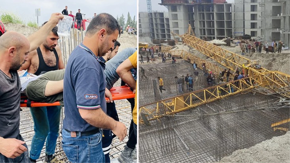 Bursa'da konut inşaatında devrilen vincin altında kalan operatör ağır yaralandı